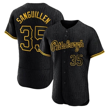 Manny Sanguillen Men's Authentic Pittsburgh Pirates Black Snake Skin City Jersey