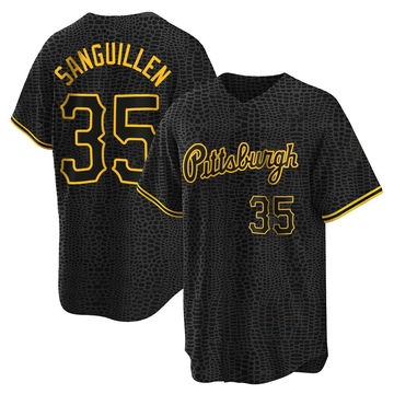 Manny Sanguillen Youth Replica Pittsburgh Pirates Black Snake Skin City Jersey