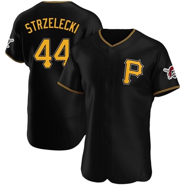 Peter Strzelecki Men's Authentic Pittsburgh Pirates Black Alternate Jersey