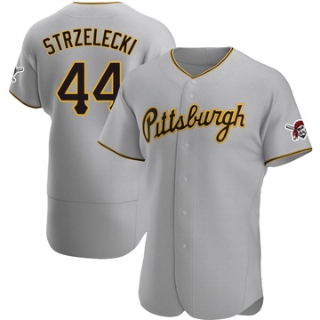 Peter Strzelecki Men's Authentic Pittsburgh Pirates Gray Road Jersey