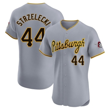Peter Strzelecki Men's Elite Pittsburgh Pirates Gray Road Jersey