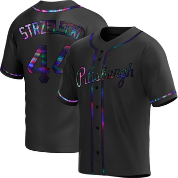 Peter Strzelecki Men's Replica Pittsburgh Pirates Black Holographic Alternate Jersey