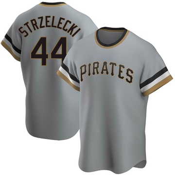 Peter Strzelecki Men's Replica Pittsburgh Pirates Gray Road Cooperstown Collection Jersey