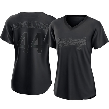 Peter Strzelecki Women's Authentic Pittsburgh Pirates Black Pitch Fashion Jersey