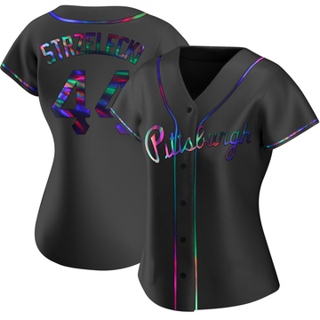 Peter Strzelecki Women's Replica Pittsburgh Pirates Black Holographic Alternate Jersey